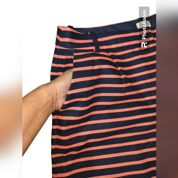 J.Crew casual short women's factory striped high rise navy blue orange size 12 - Picture 5 of 11